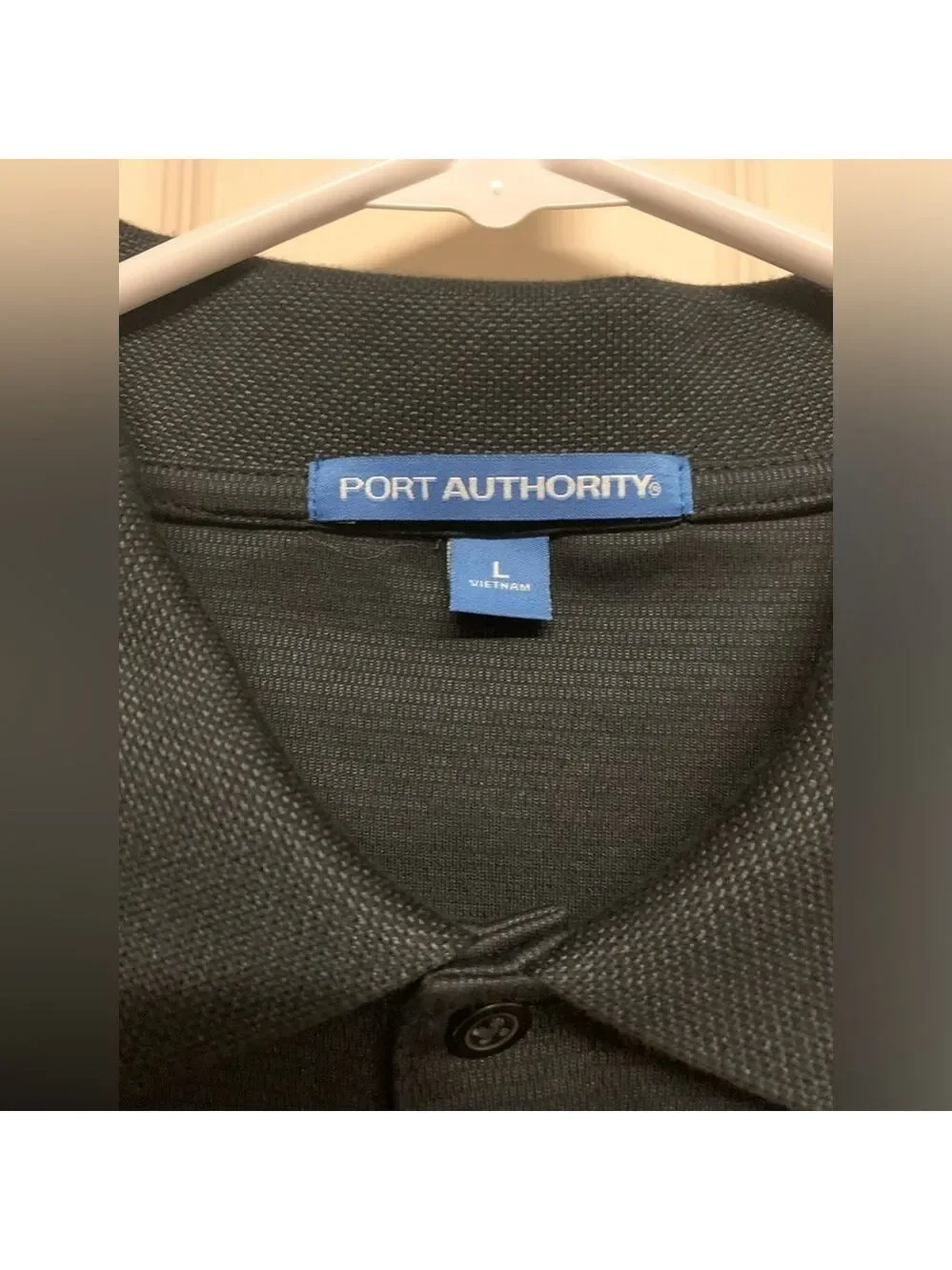 Port Authority mens black polo branded Netreo short sleeve size L Large NEW NWOT